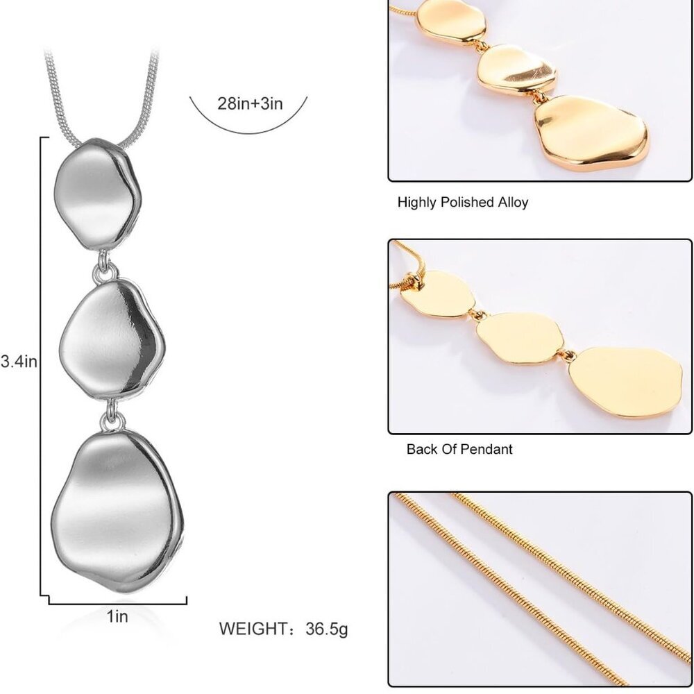 Statement Multi-Layer Y Necklace 28" Adjustable G… - image 4